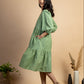 Green handwoven Cotton tiered dress