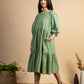 Green handwoven Cotton tiered dress