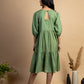 Green handwoven Cotton tiered dress