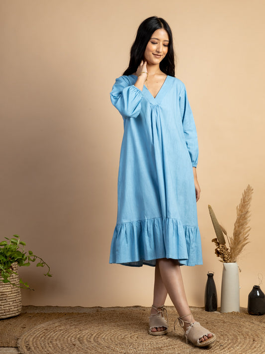 Blue Handwoven Cotton Dress