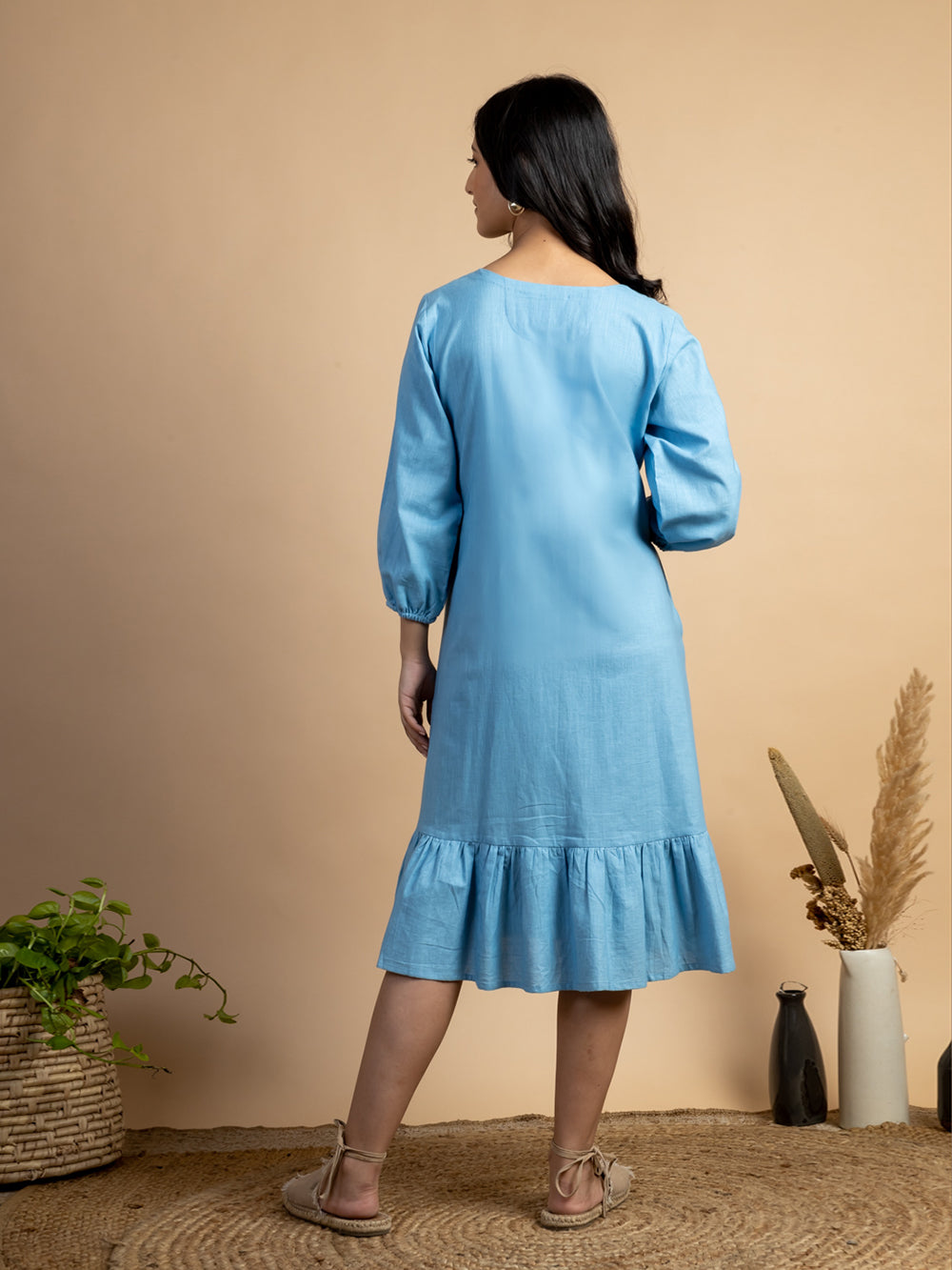 Blue Handwoven Cotton Dress