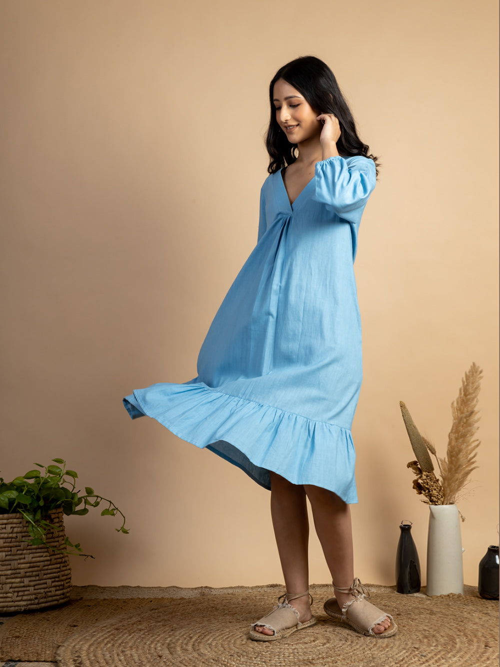 Blue Handwoven Cotton Dress