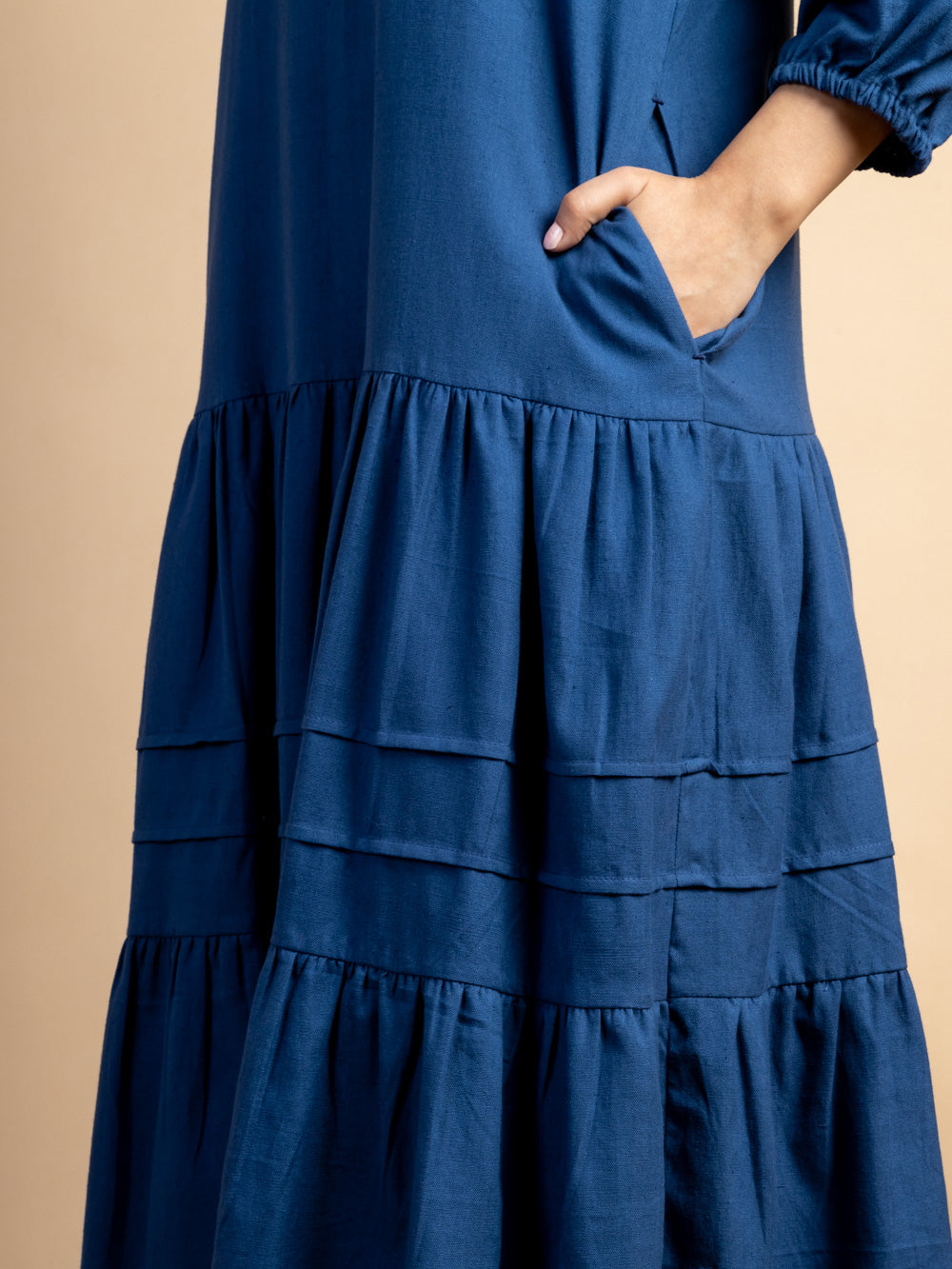 Navy cotton tiered dress