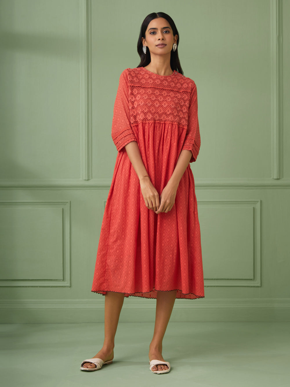 Coral Cotton Dress