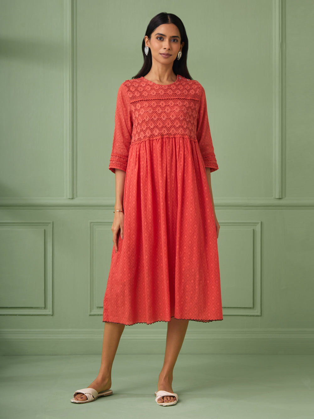 Coral Cotton Dress