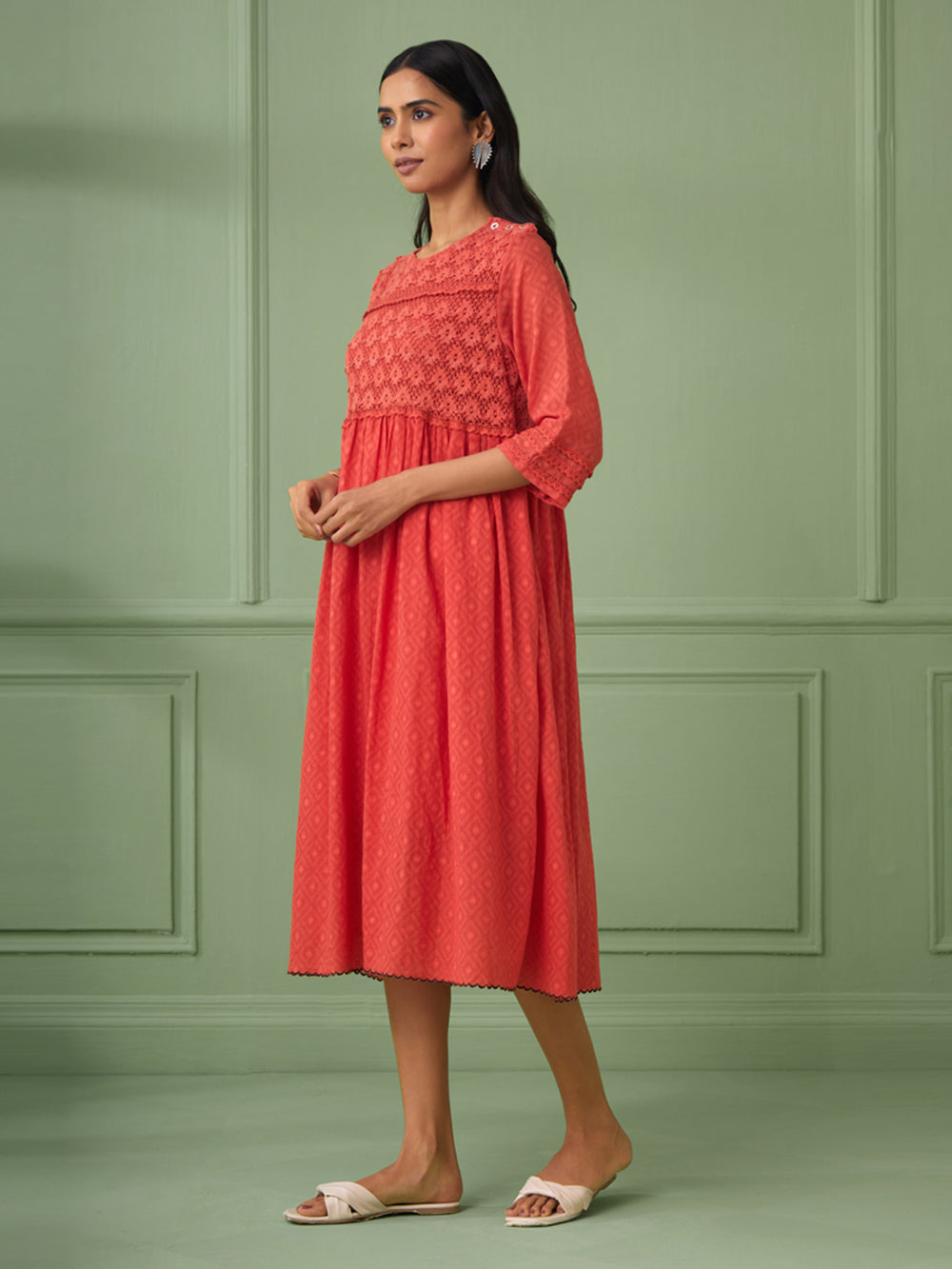 Coral Cotton Dress