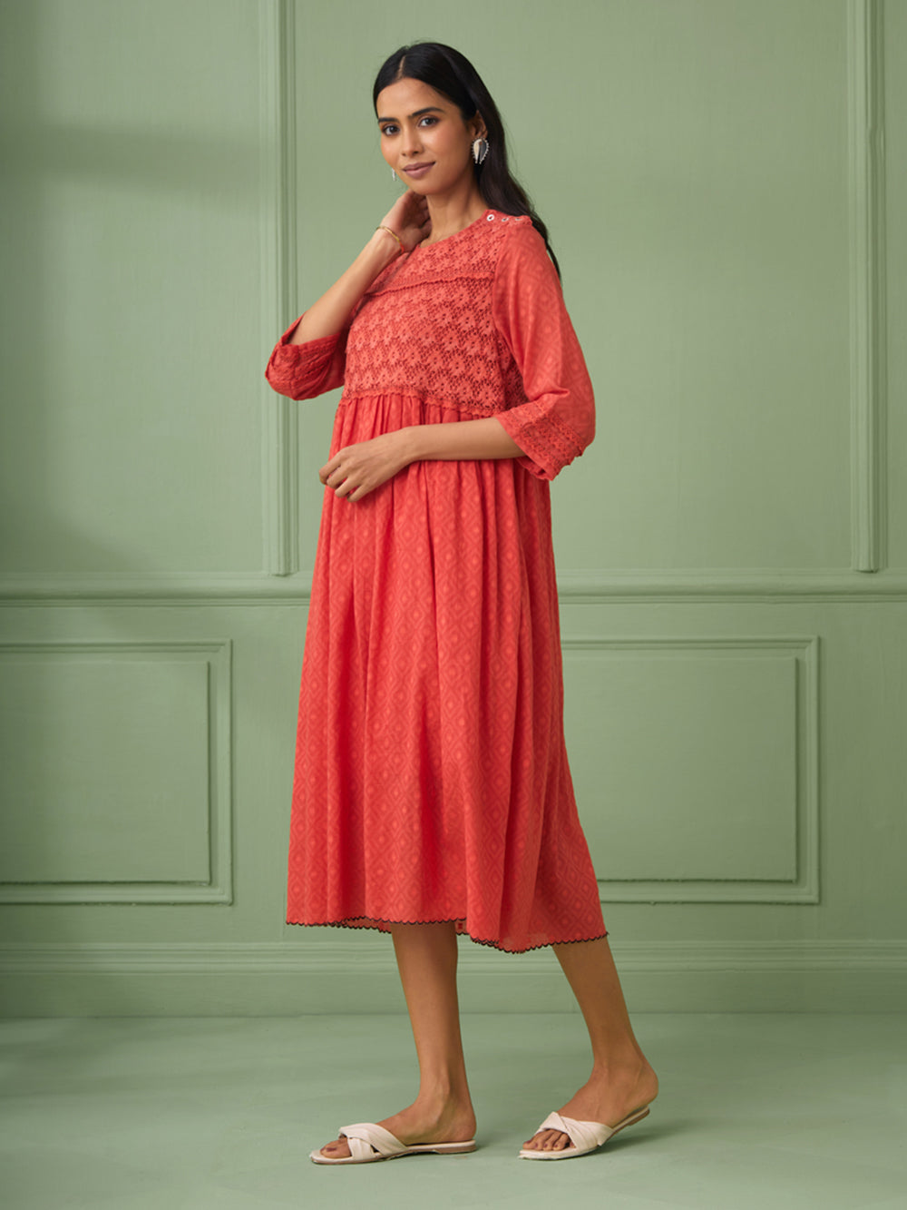 Coral Cotton Dress