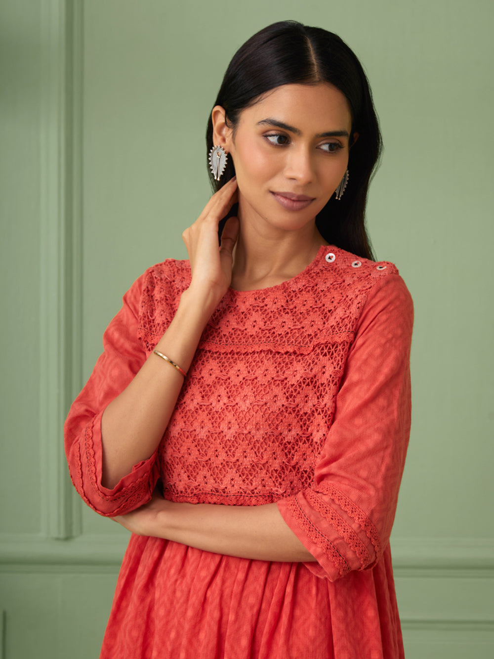 Coral Cotton Dress