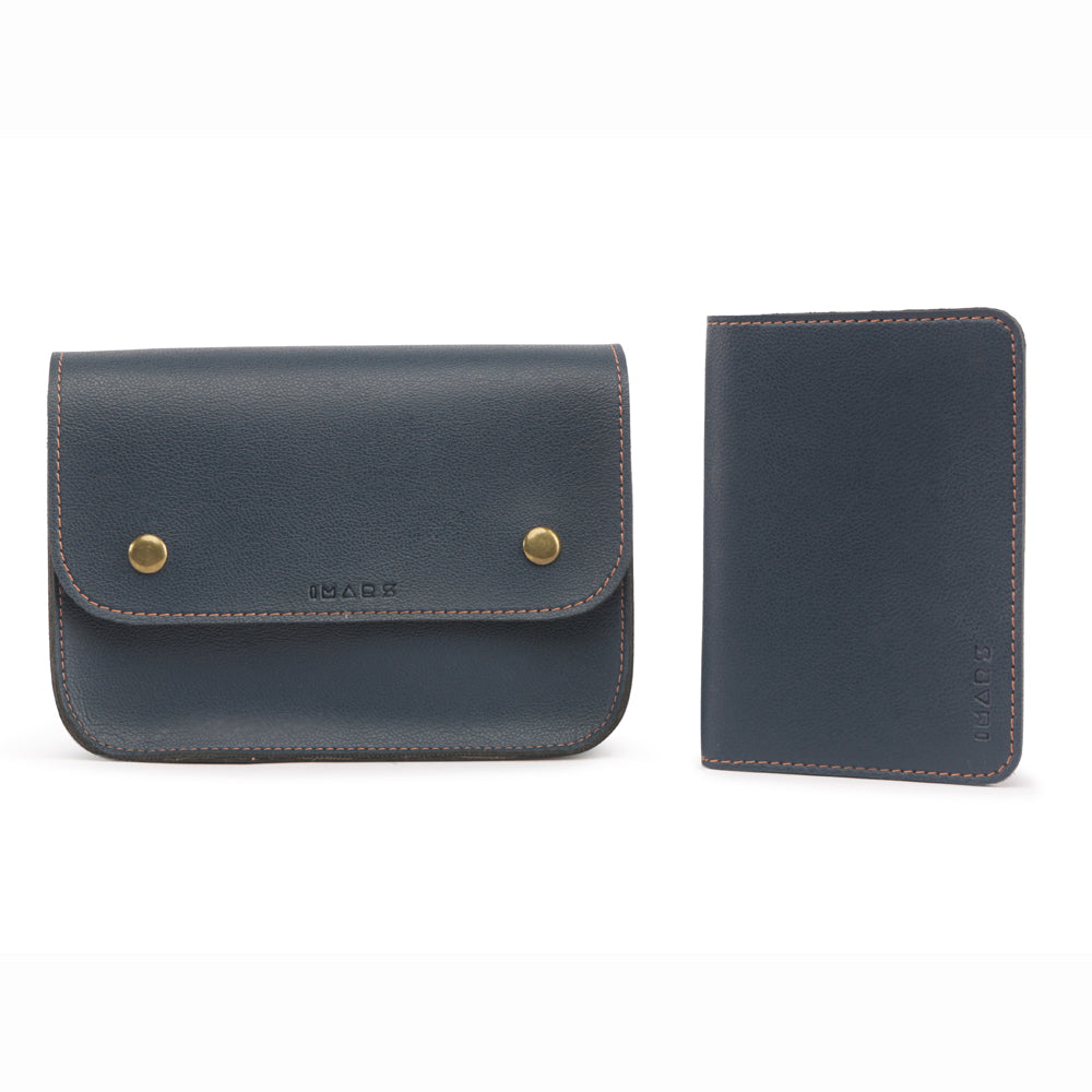 Blue Vegan Leather Clutch