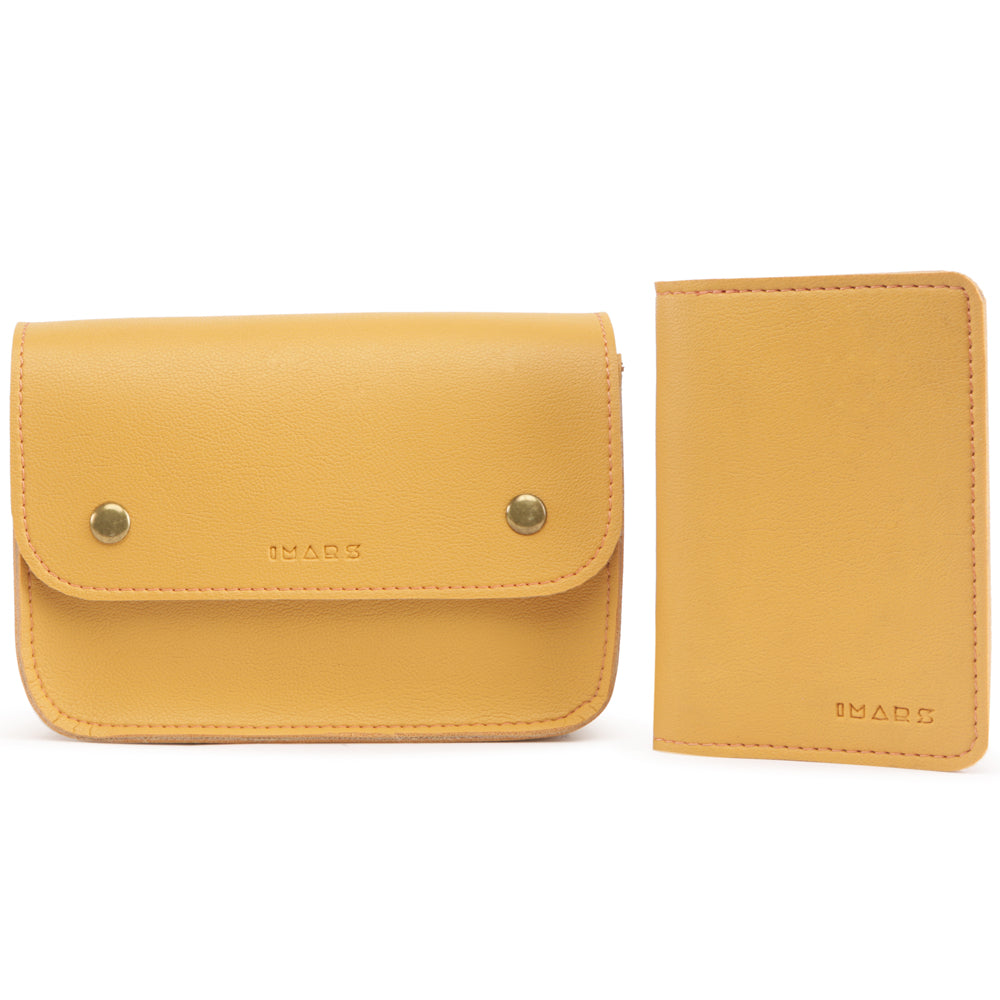 Yellow Vegan Leather Clutch