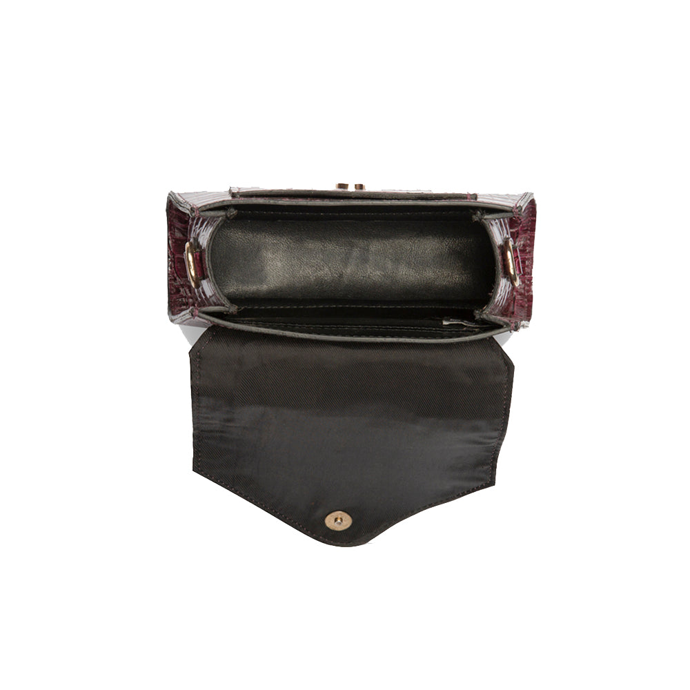 Maroon Pink Vegan Leather Sling Bag