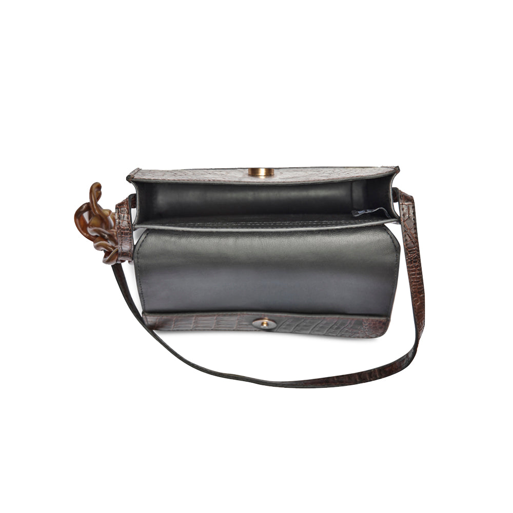 Brown Vegan Leather Sling Bag