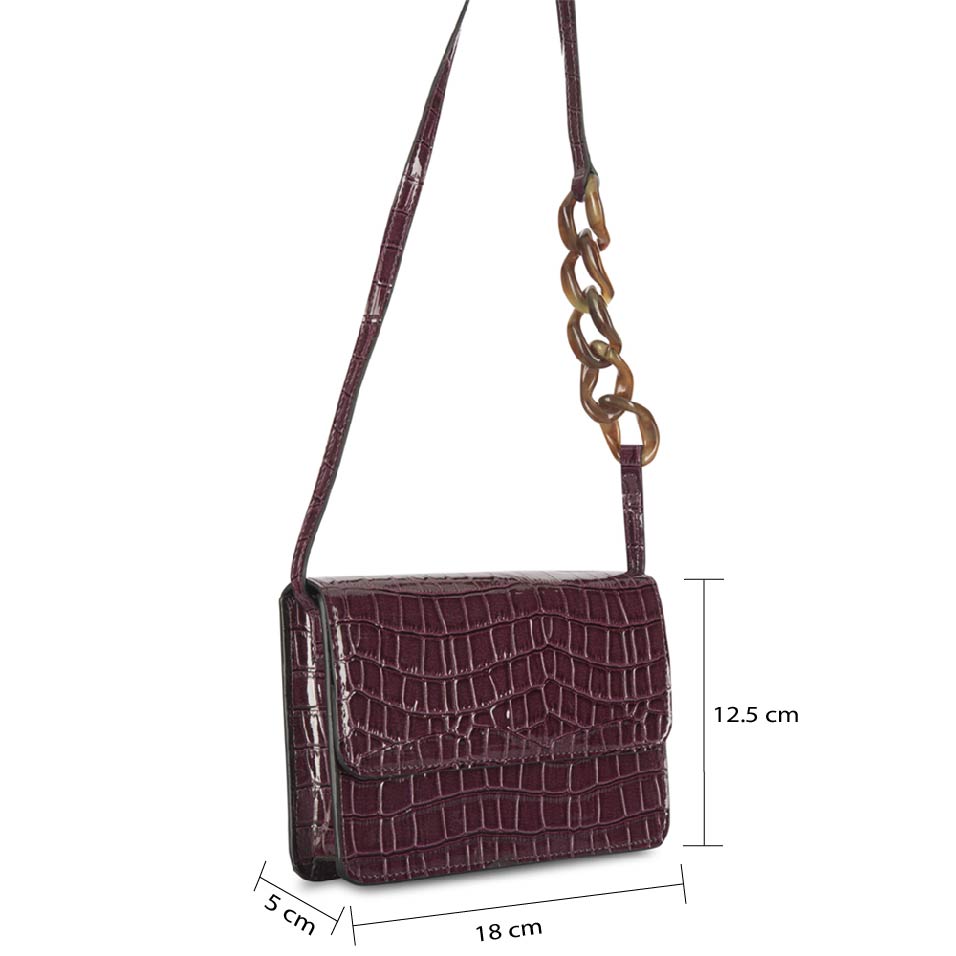 Maroon Vegan Leather Sling Bag