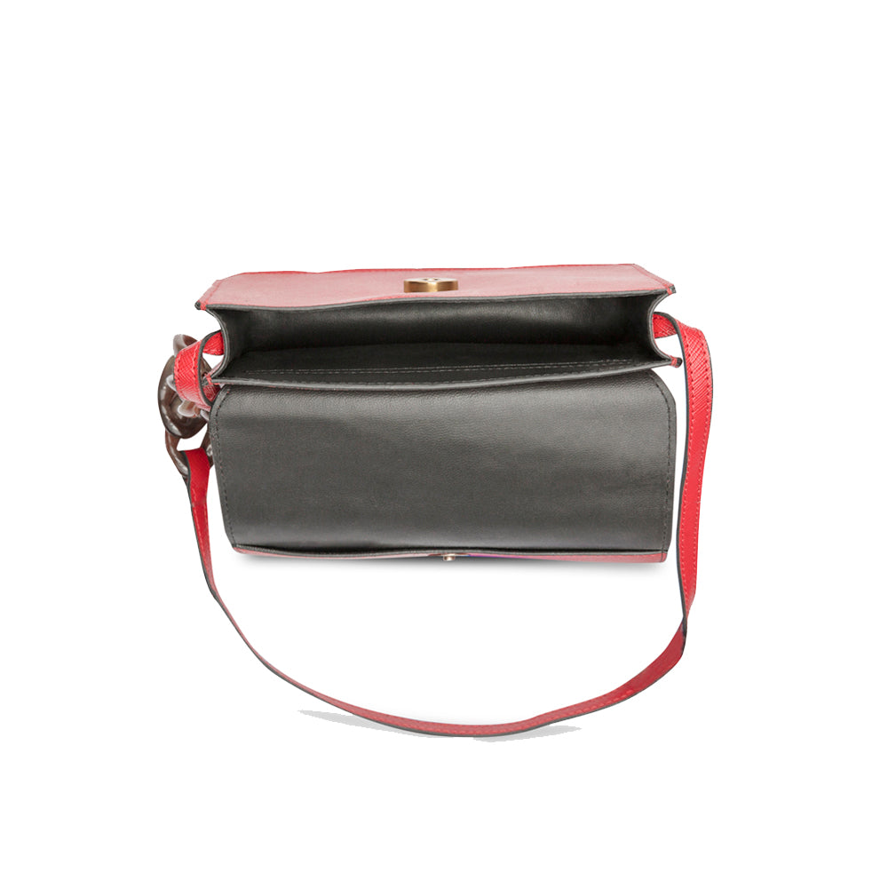 Red Vegan Leather Sling Bag