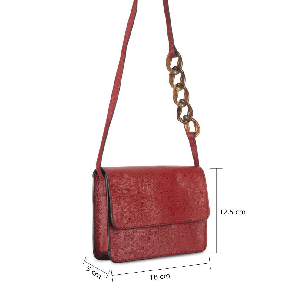 Red Vegan Leather Sling Bag