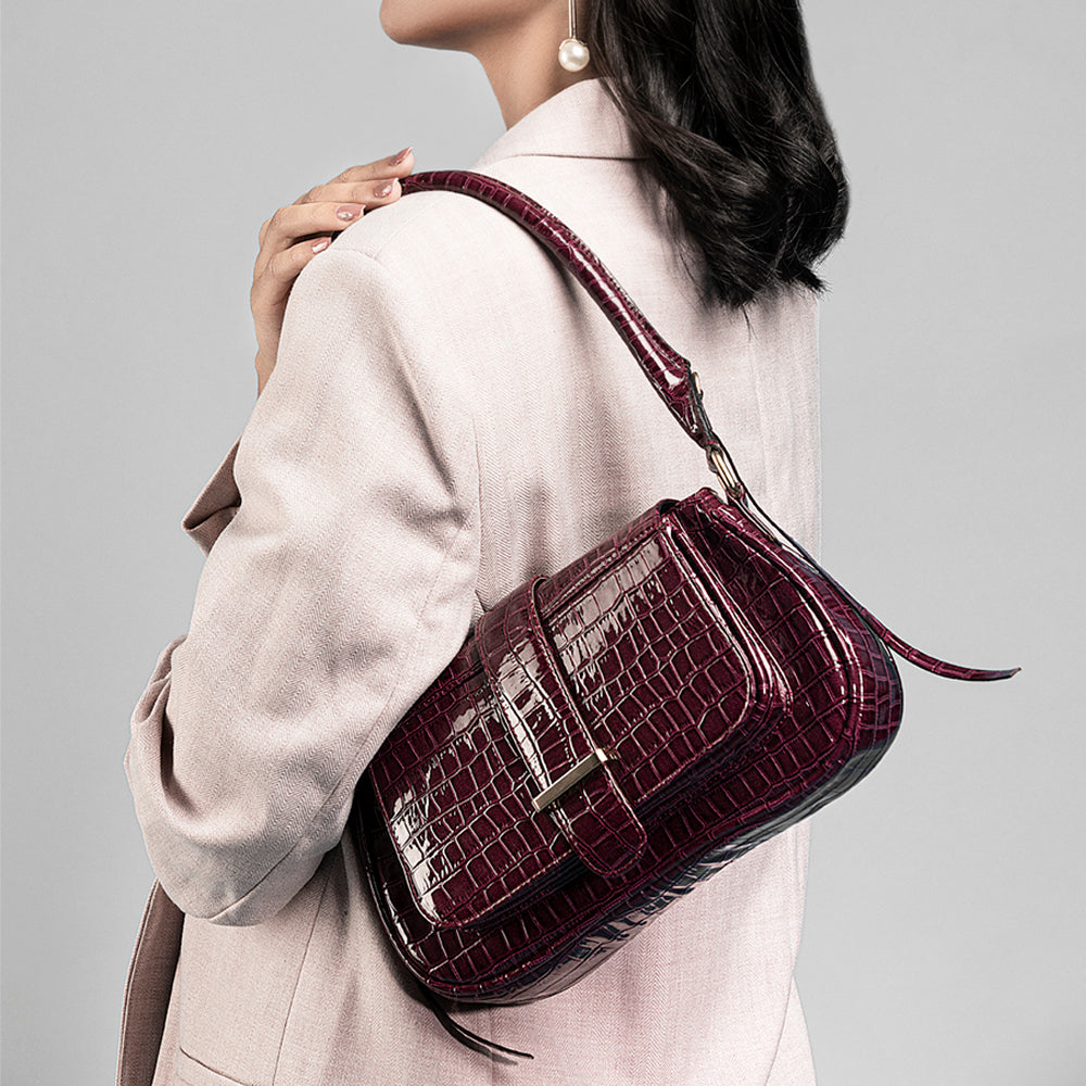 Maroon Vegan Leather Hand Bag