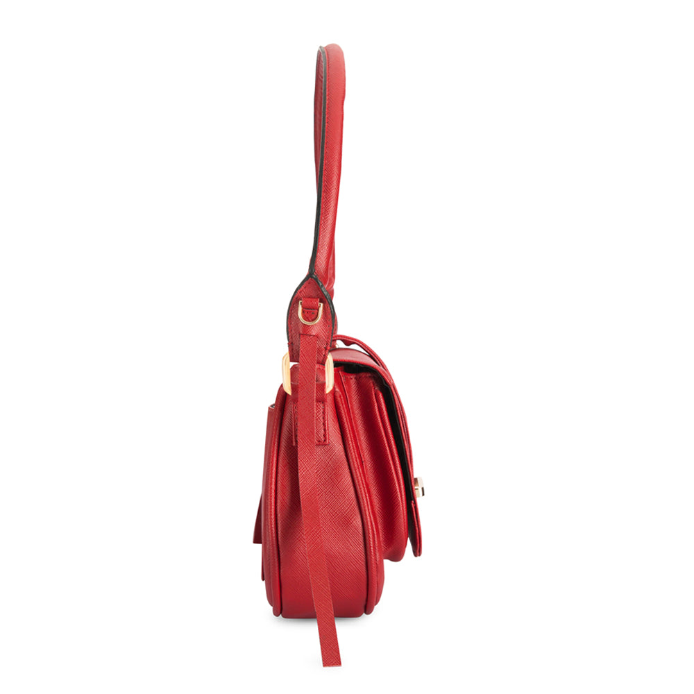 Red Vegan Leather Hand Bag