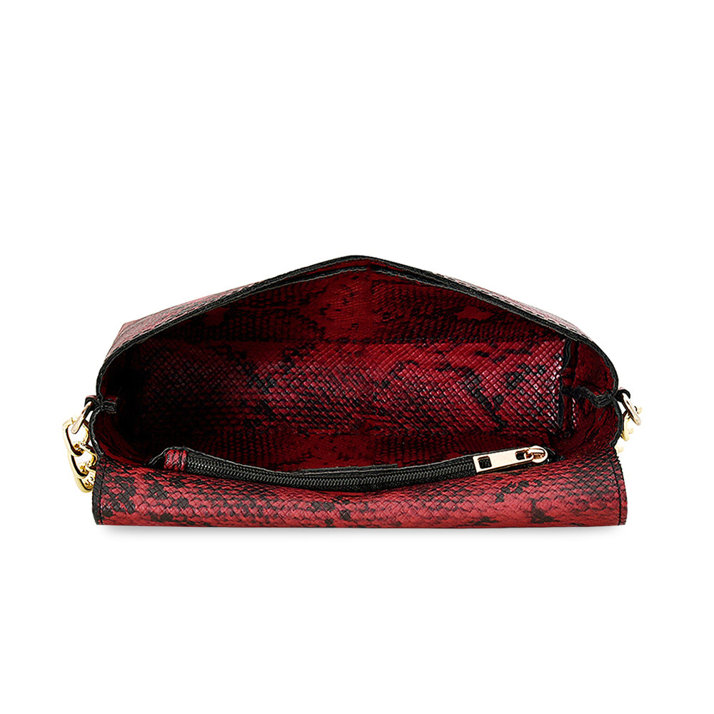 Red Vegan Leather Sling Bag