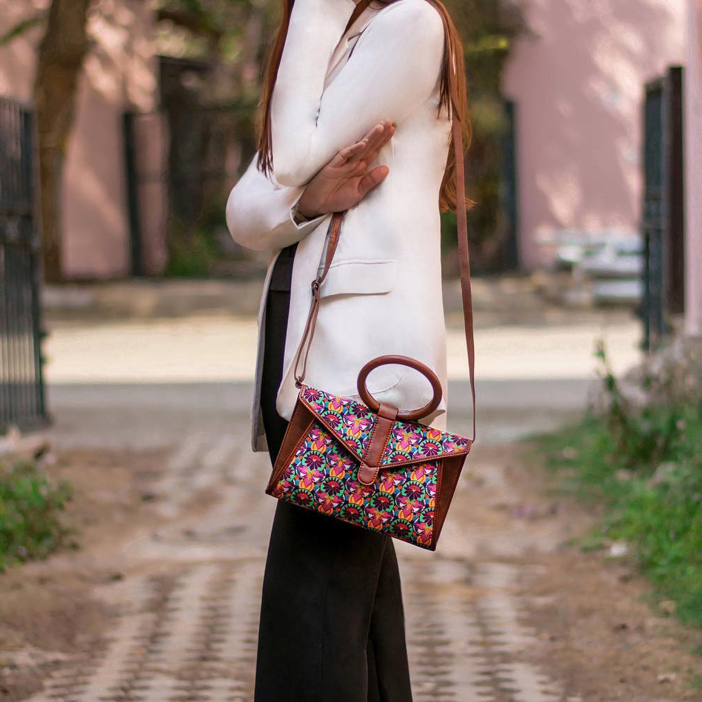 Brown Vegan Leather Sling Bag