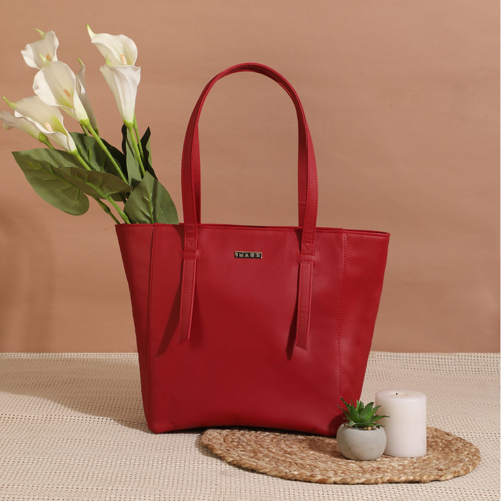 Red Vegan Leather Tote bag