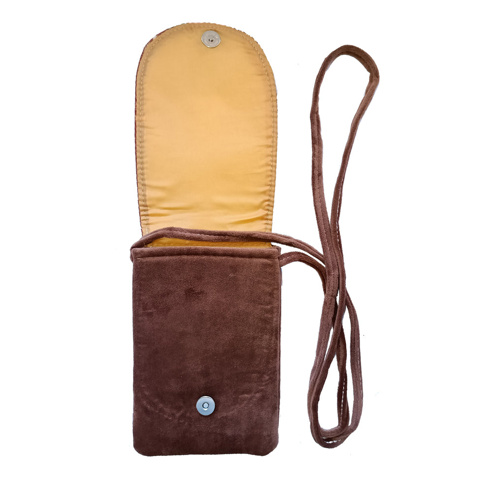 Brown Fabric Kids Pouch