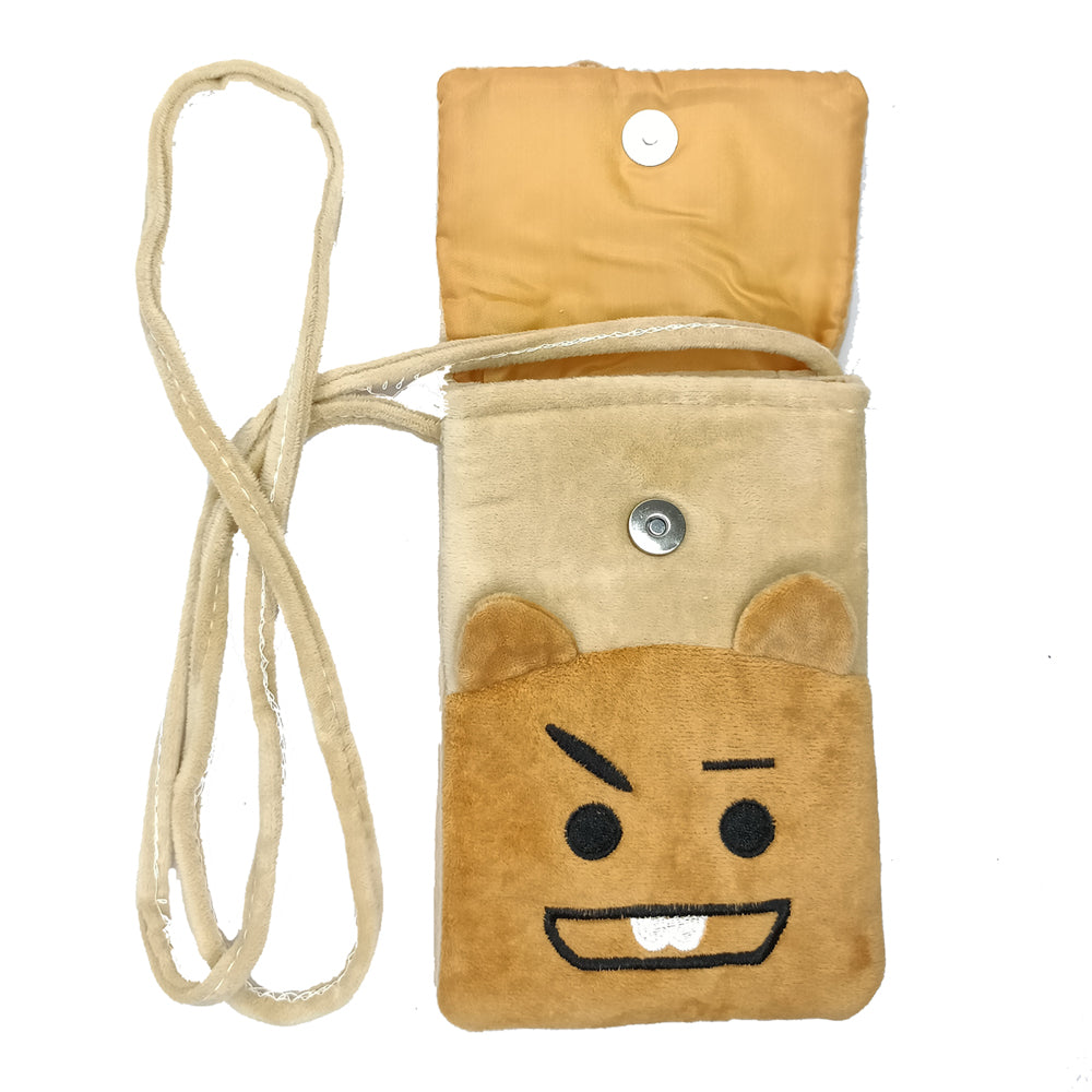 Brown Fabric Kids Pouch