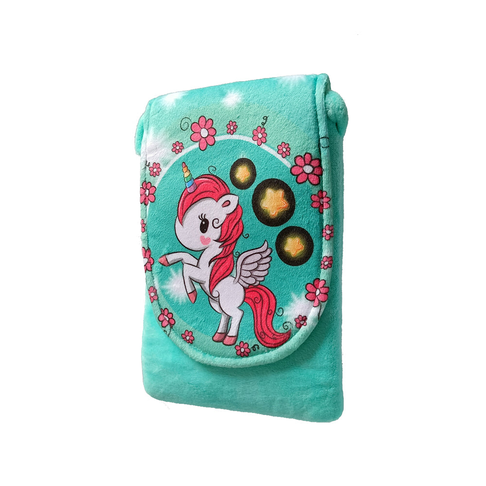 Turquoise Fabric Kids Pouch