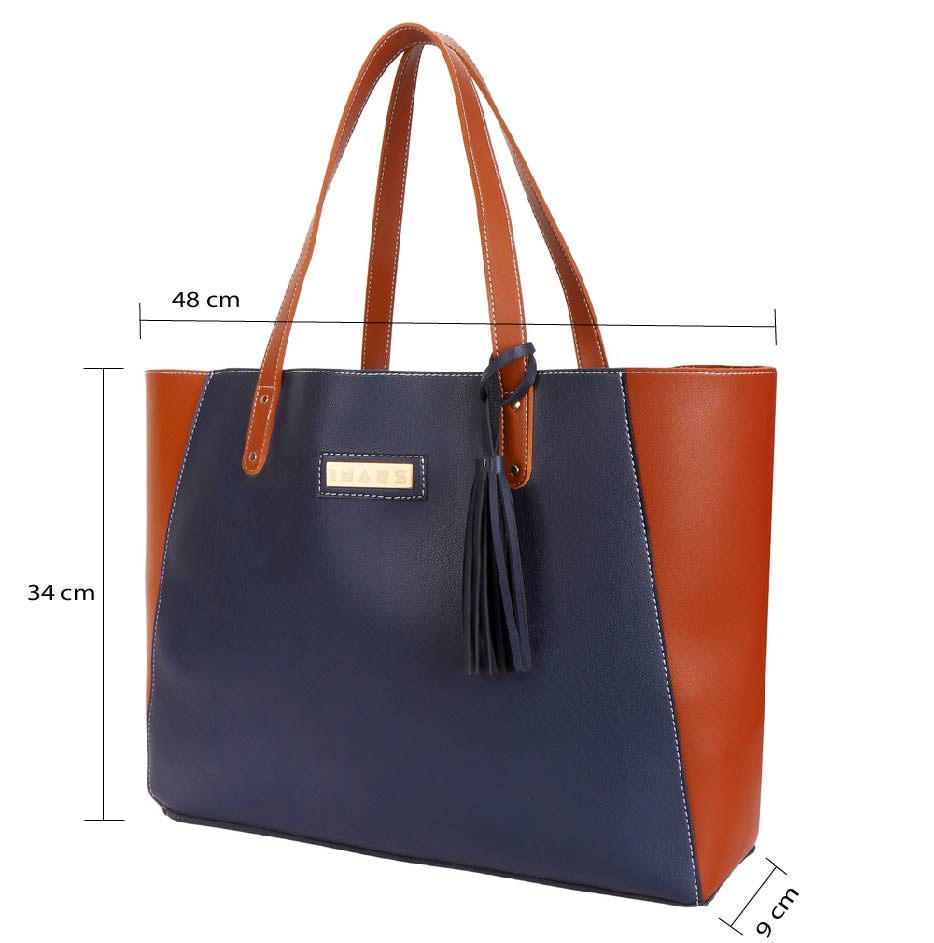 Blue Vegan Leather Tote bag