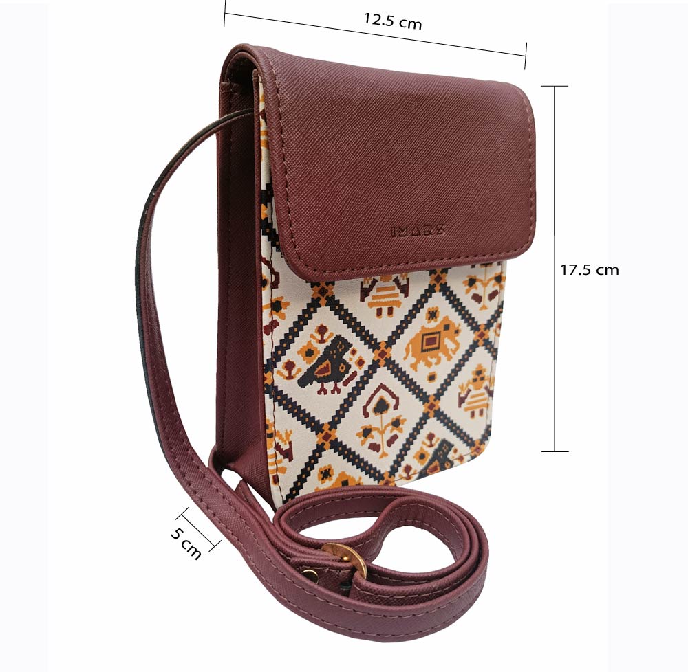 Maroon Vegan Leather Mobile Pouch