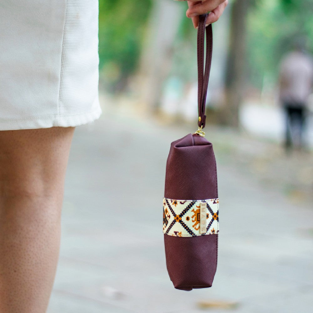 Maroon Vegan Leather Clutch