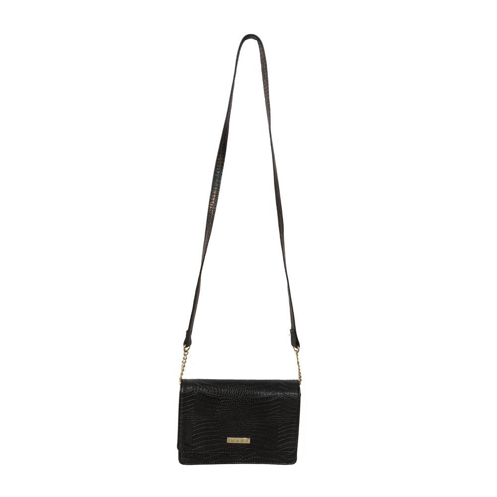 Black Vegan Leather Sling Bag