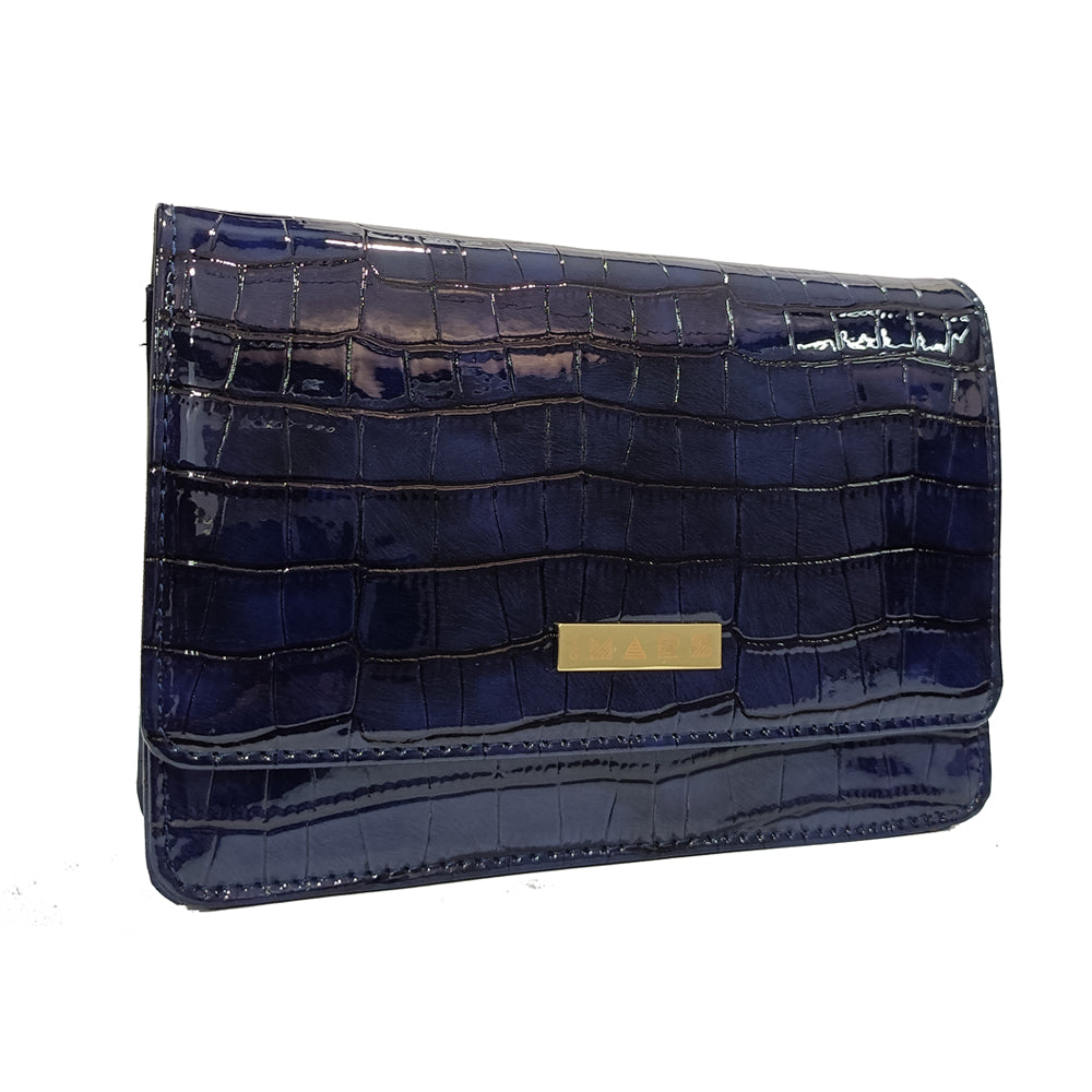 Navy Vegan Leather Sling Bag