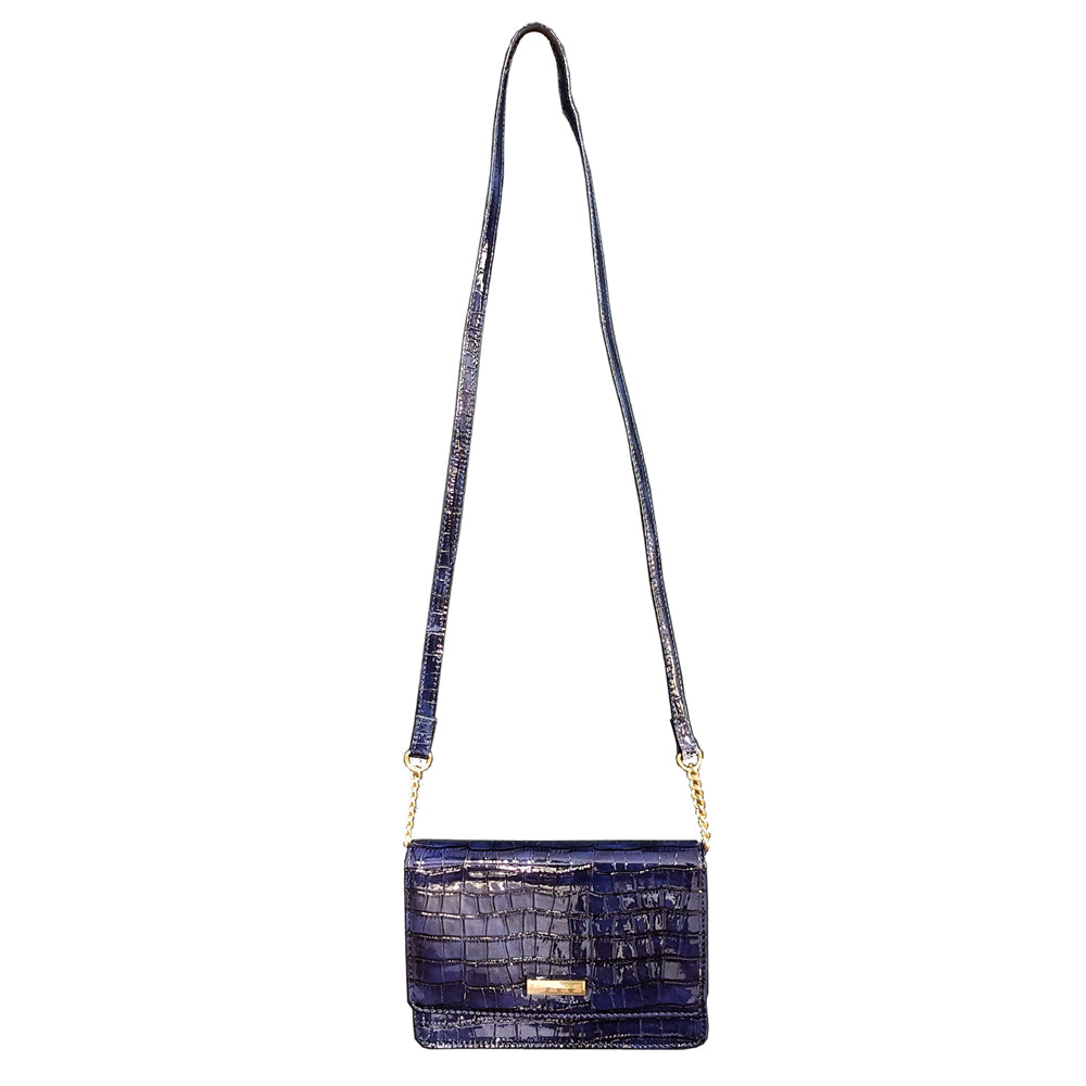 Navy Vegan Leather Sling Bag