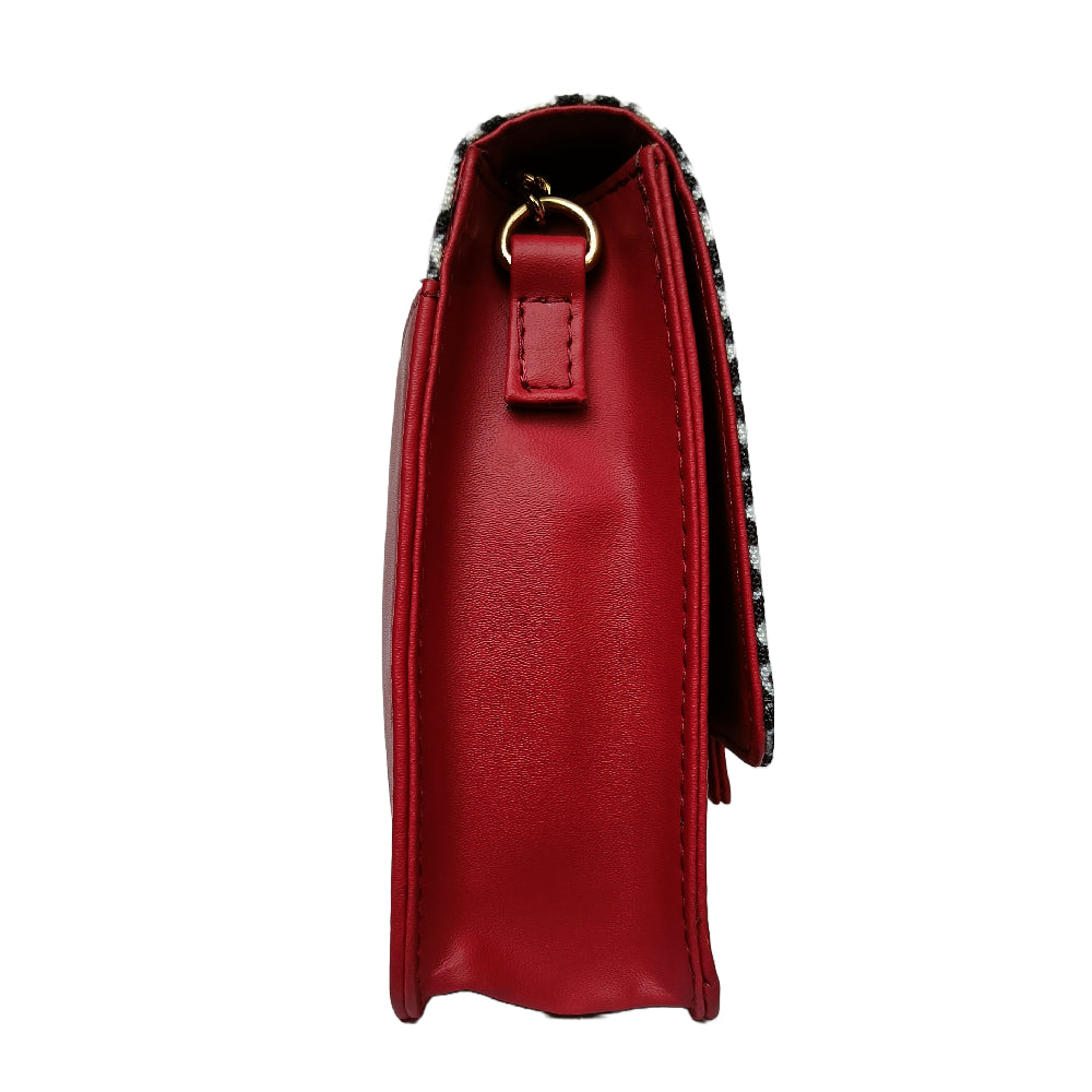 Red Vegan Leather Sling Bag