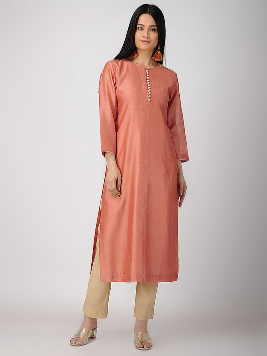 Orange chanderi kurta