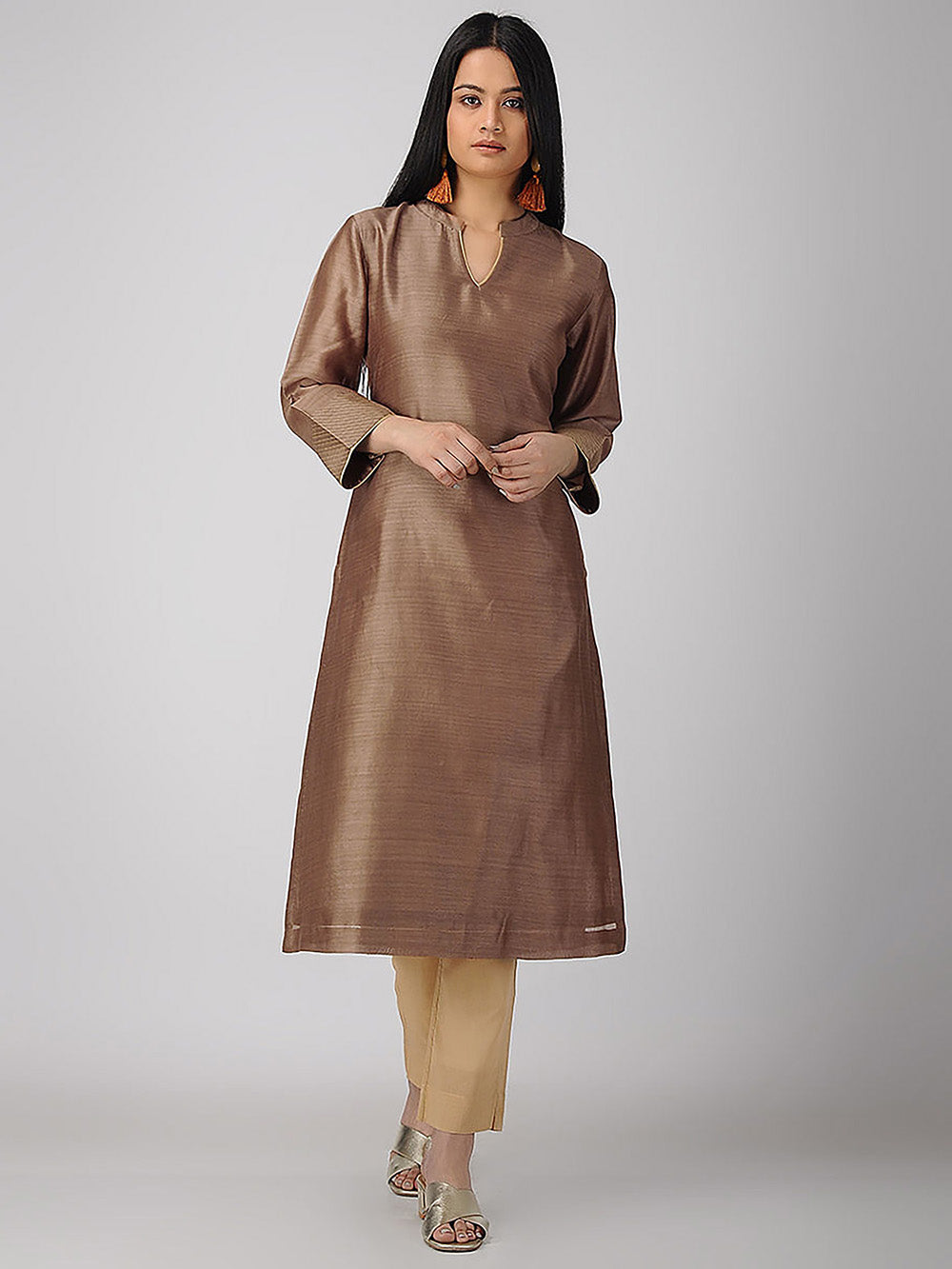 Brown Chanderi Kurta