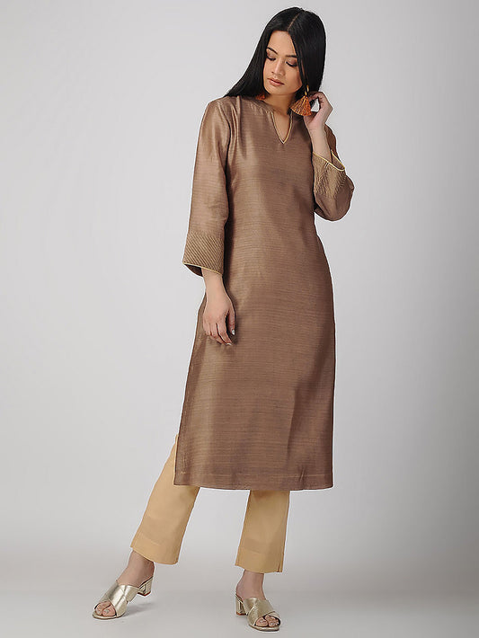 Brown Chanderi Kurta