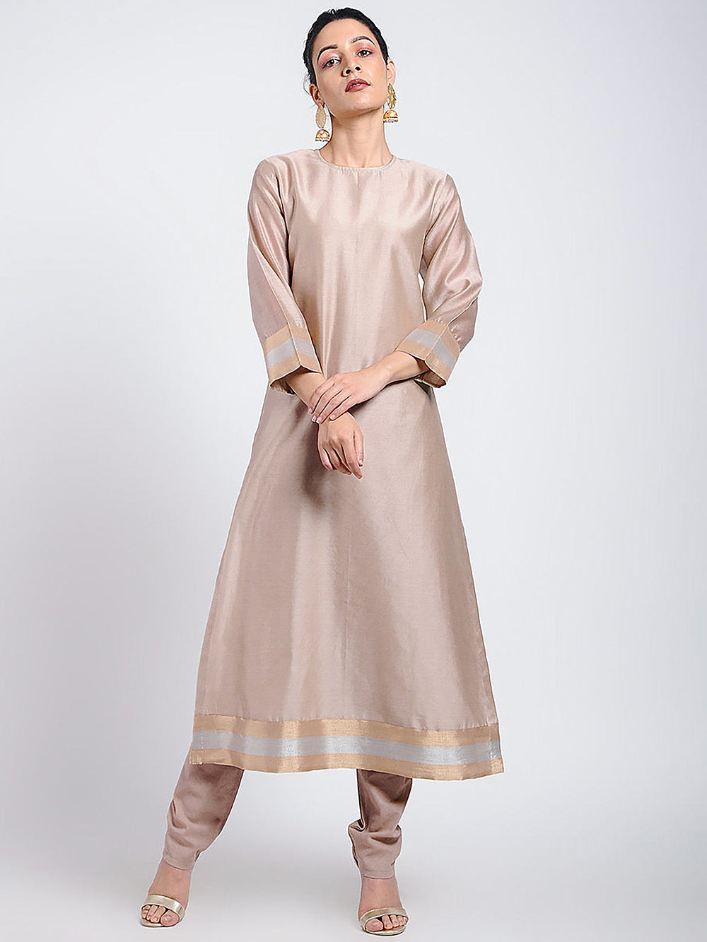 Brown Chanderi Kurta