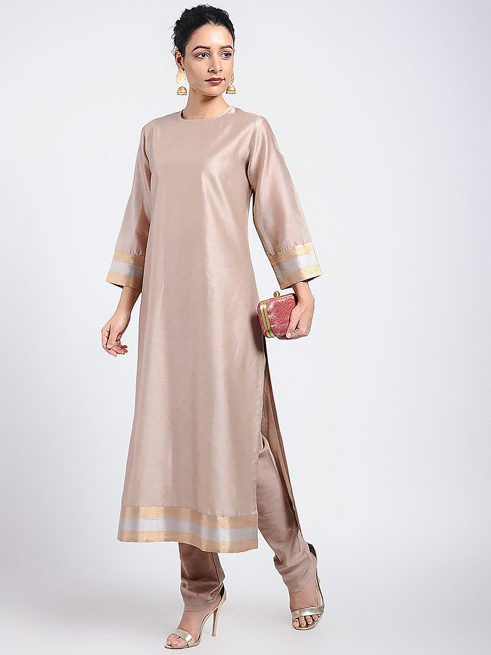 Brown Chanderi Kurta