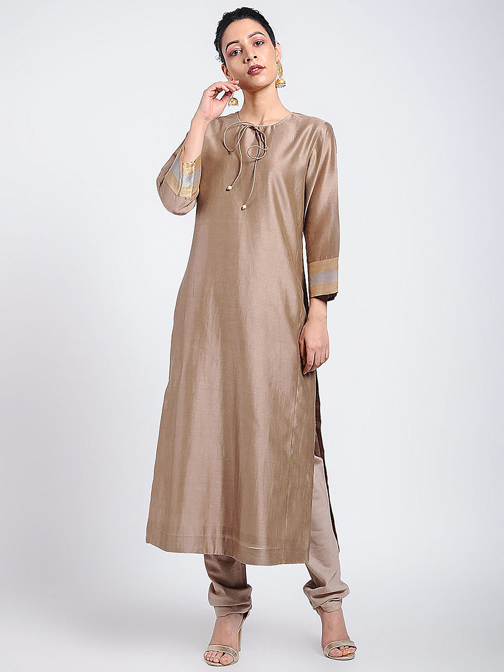 Brown Chanderi Kurta