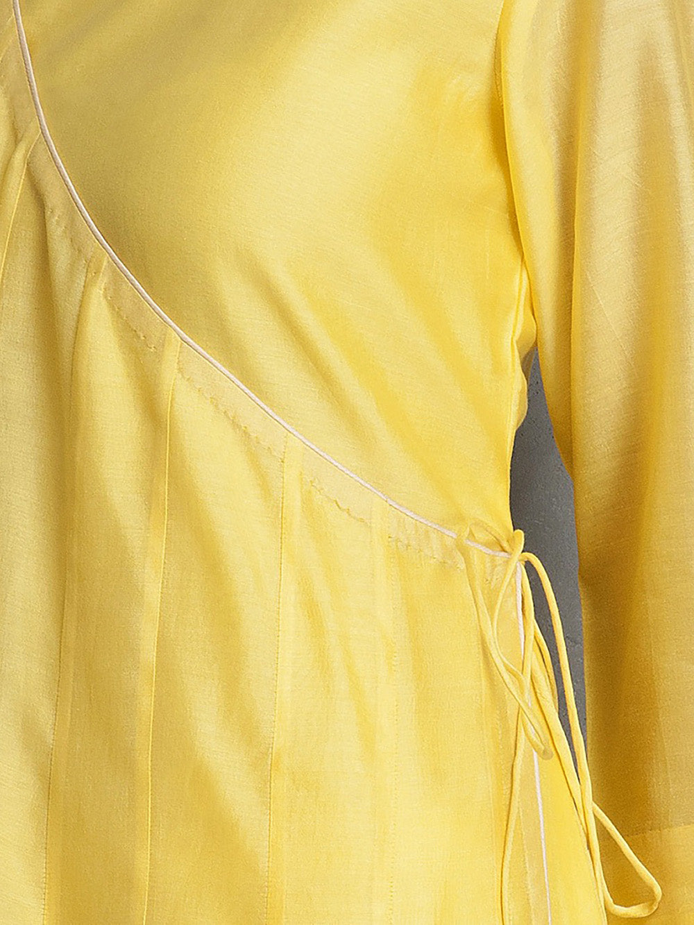 Yellow Chanderi Angrakha Kurta