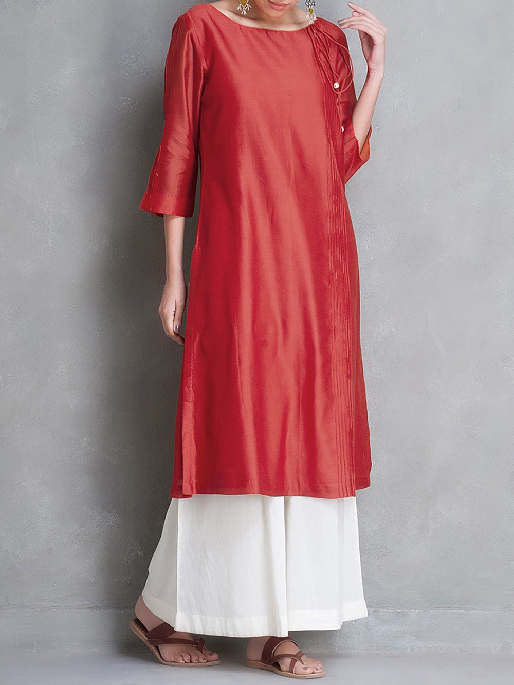 Red Chanderi Kurta