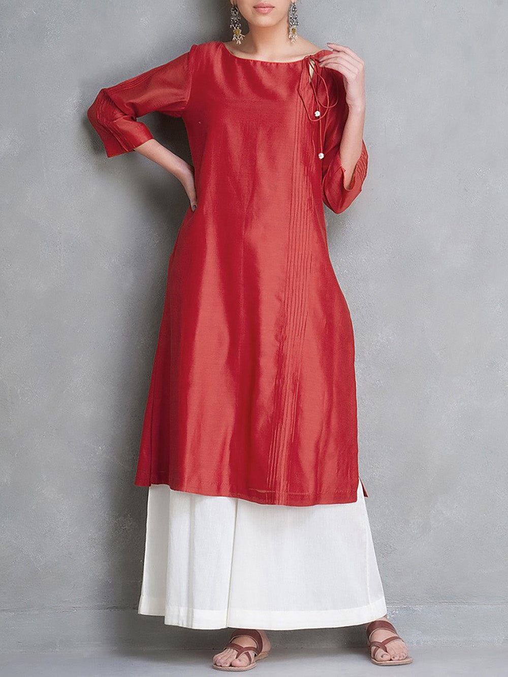 Red Chanderi Kurta