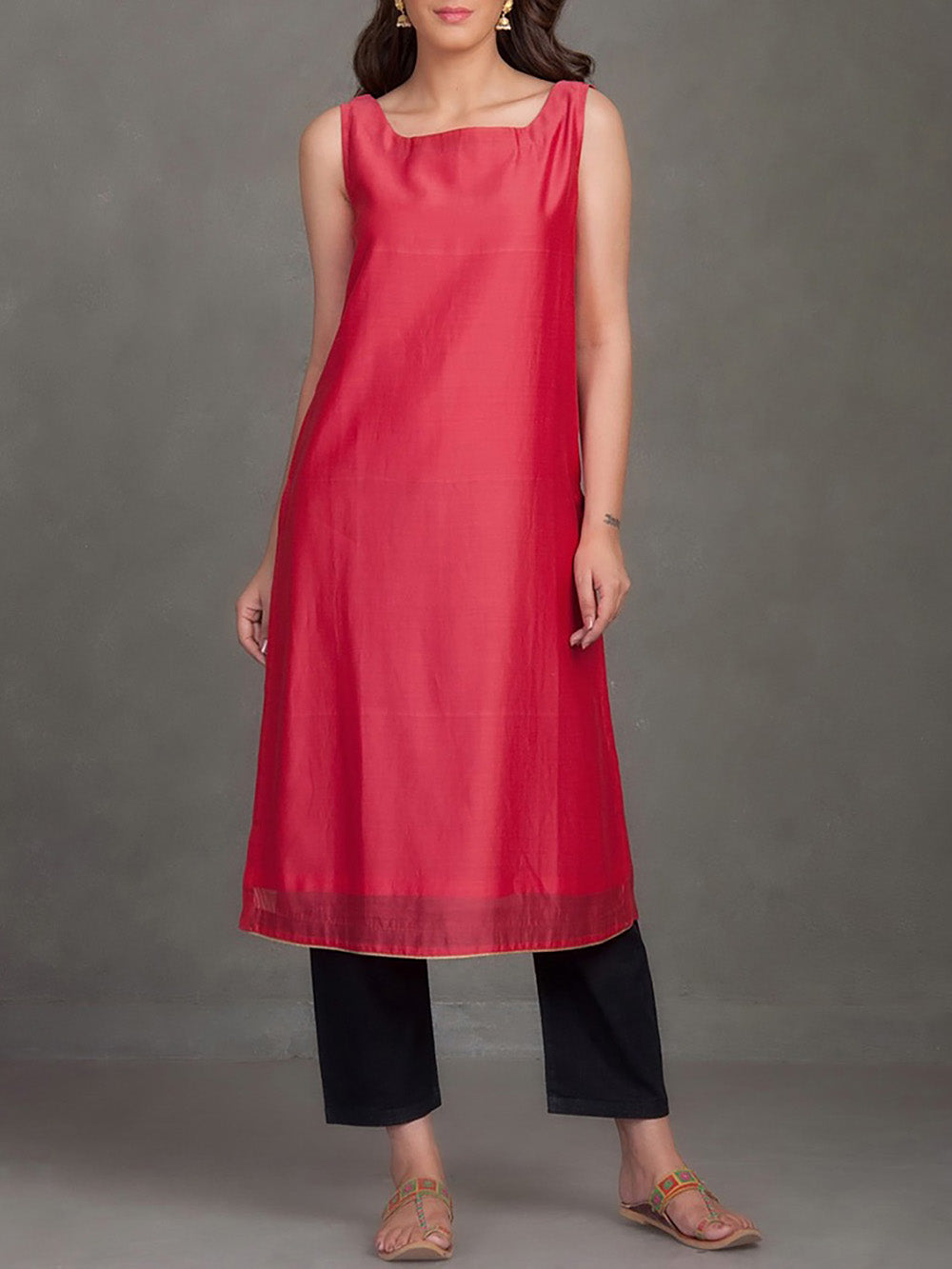 Vermillion Chanderi Kurta