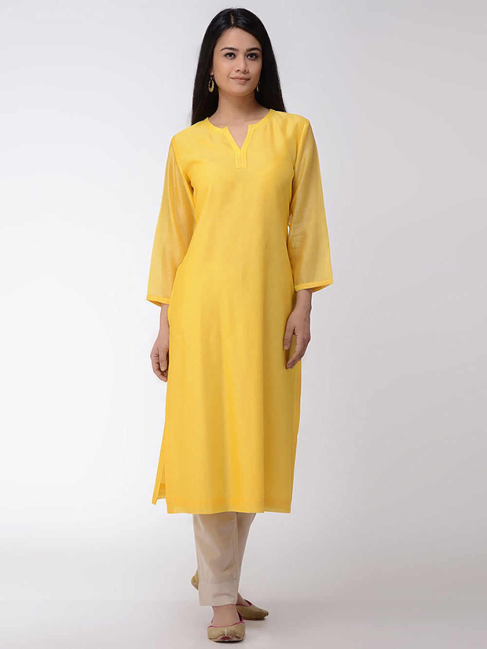 Yellow Chanderi Kurta