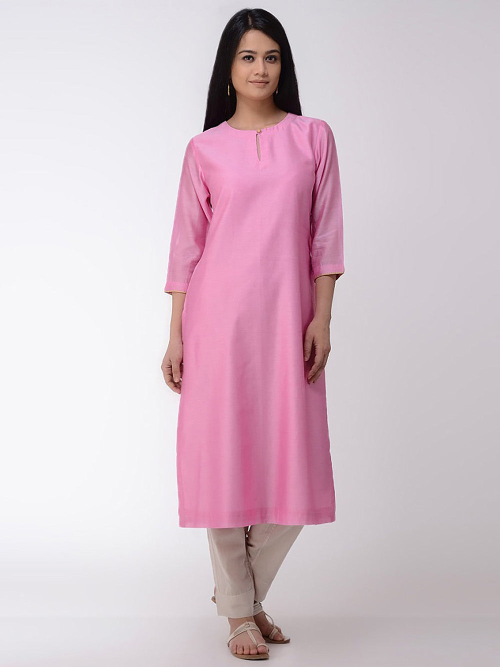 Pink Chanderi Kurta