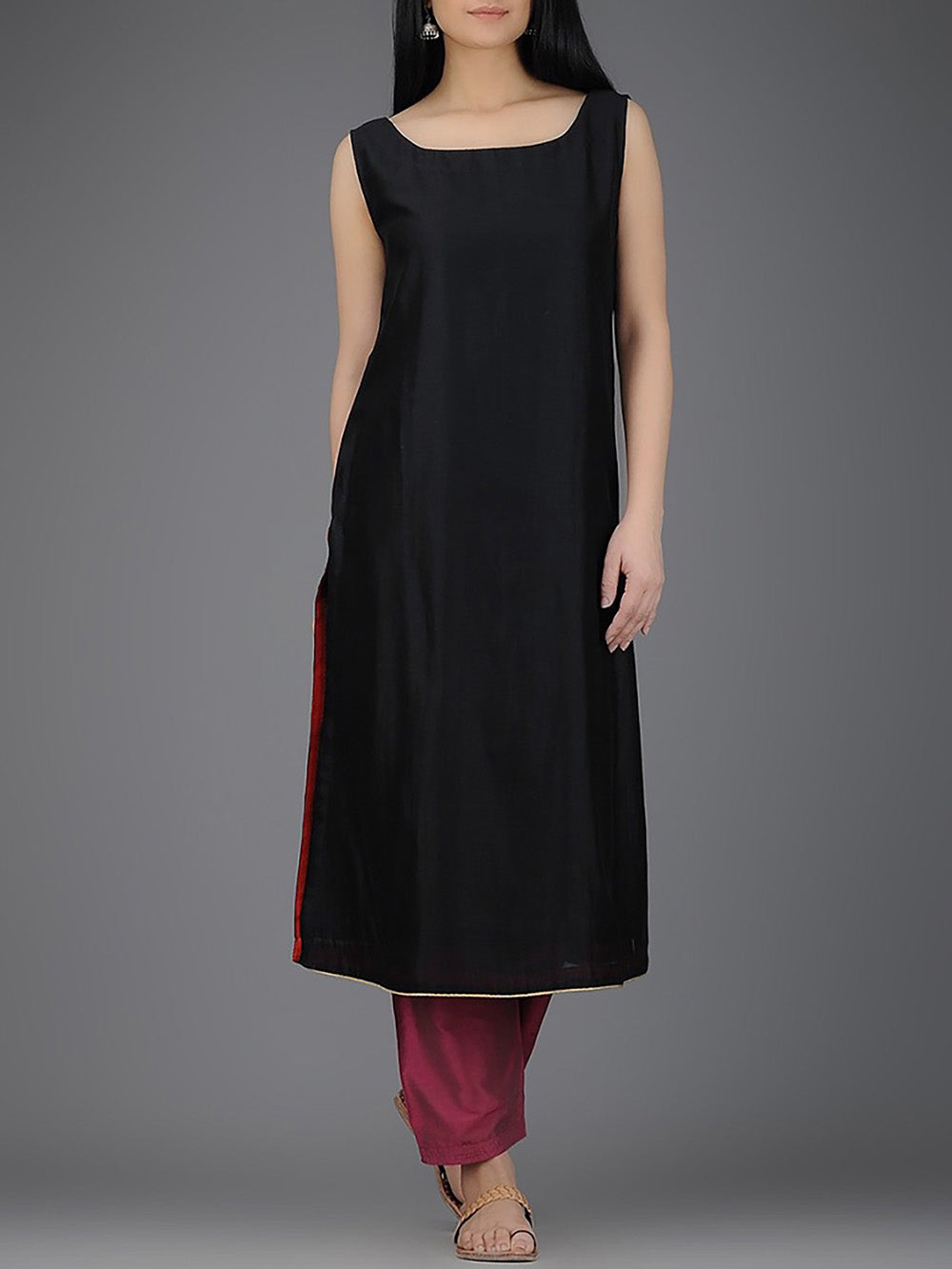 Black Chanderi Kurta