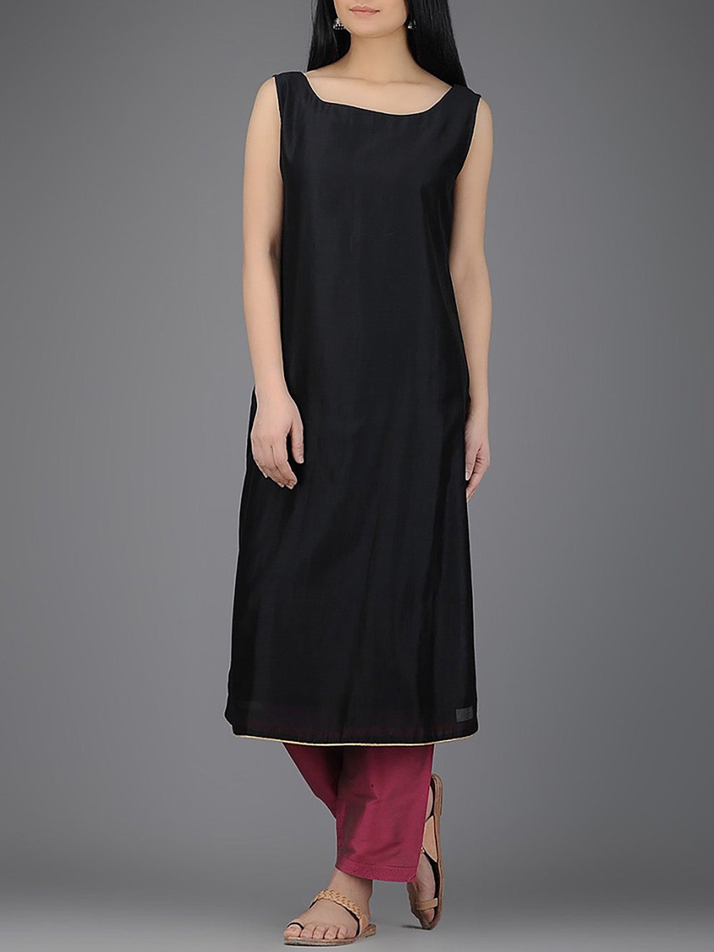 Black Chanderi Kurta