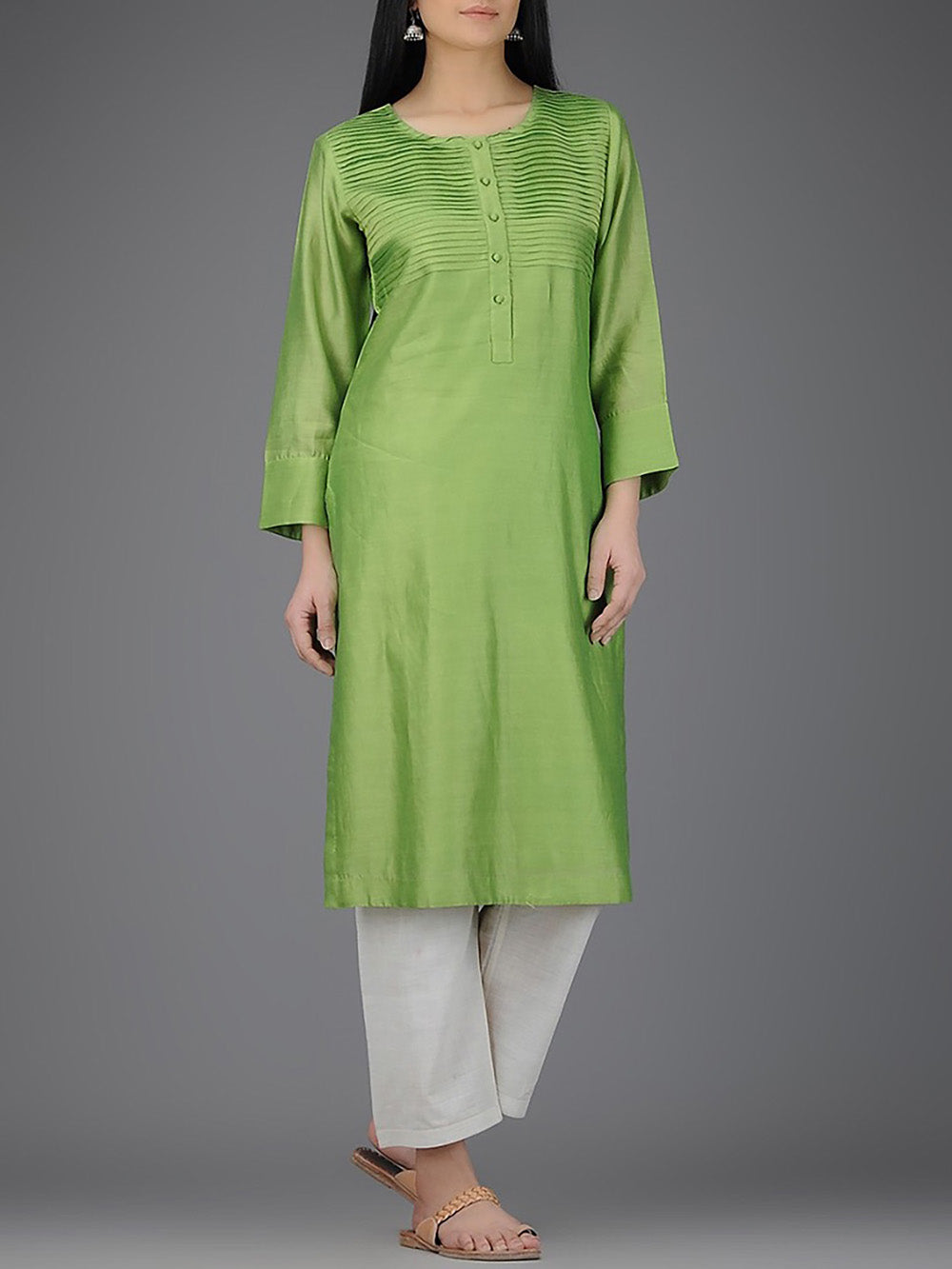 Green Chanderi Kurta