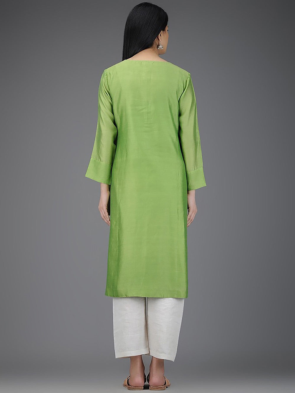 Green Chanderi Kurta